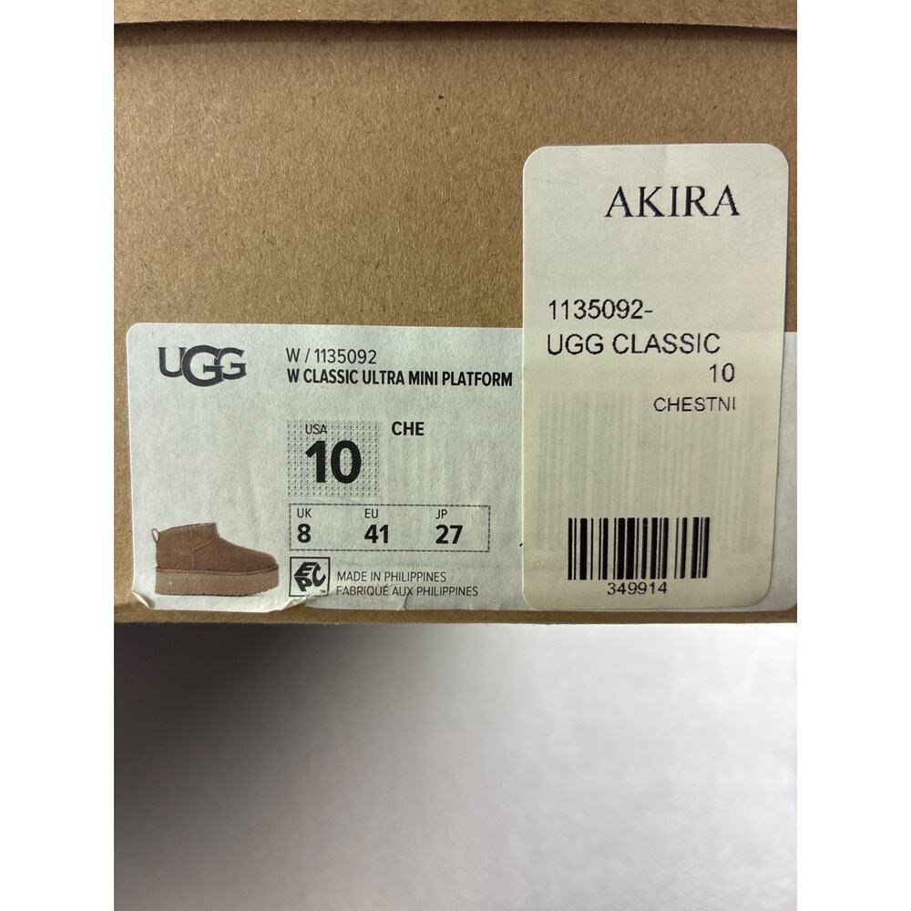 UGG Women's Size 10 Classic Ultra Mini Platform Chestnut Boots 1135092 - Picture 6 of 6